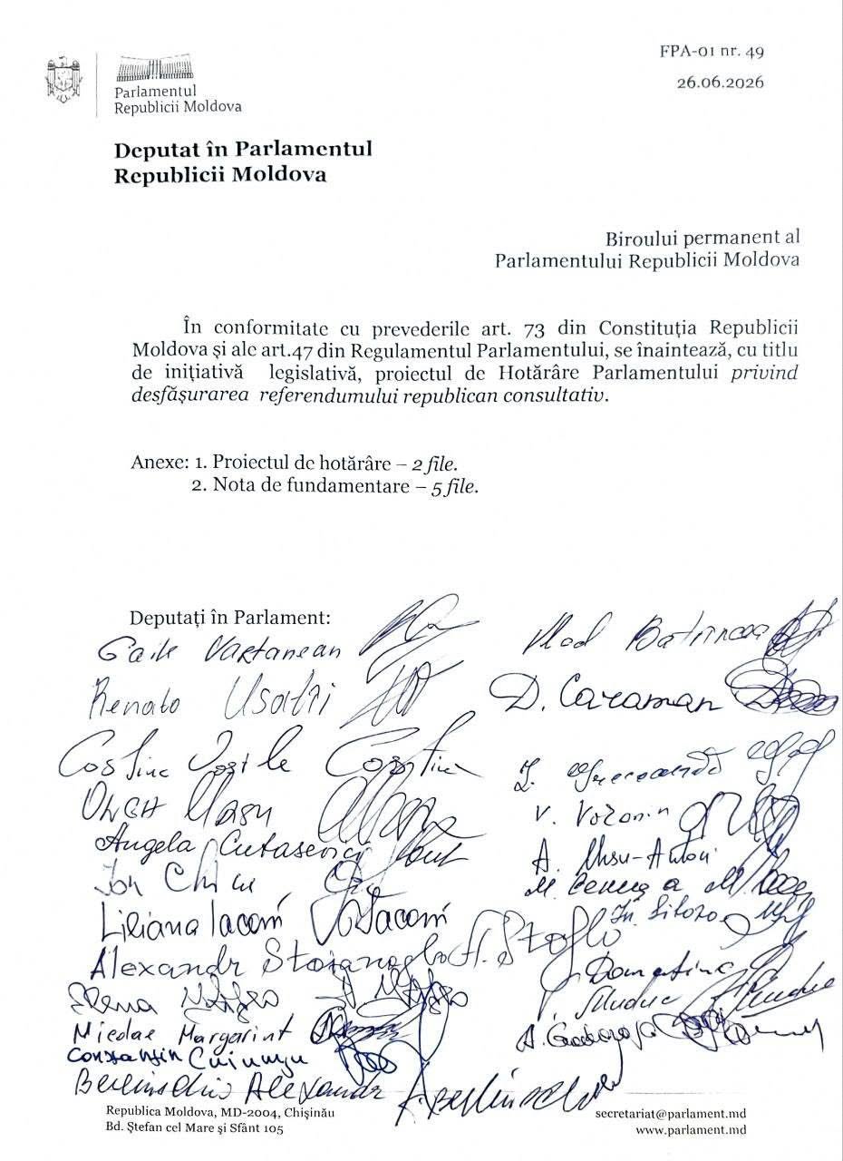 Mulțumesc tuturor deputaților din Parlament care s-au alăturat și au semnat pentru înregistrarea proiectului de hotărâre privind desfășurarea, la 27 septembrie 2026, a unui referendum republican cons…