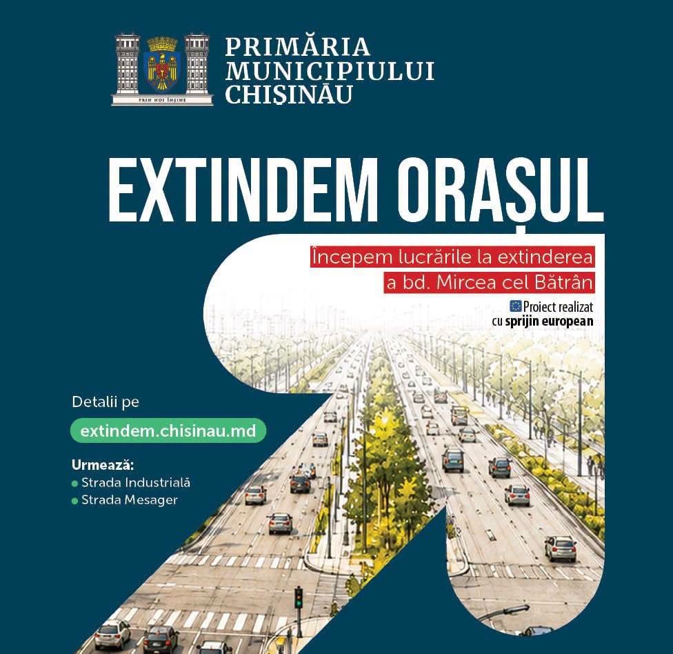 Extindem orașul!
Bulevard nou, cu 6 benzi de circulație. 

Bd. Mircea cel Bătrân se extinde, conectează sectoare, transformă zona.
De la str. Profesor Ion Dumeniuc până la str. Bucovina, lucrările inc…